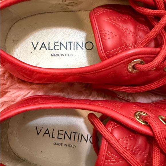 Valentino Vibrant Red Lace-Up Shoes - Picture 3 of 5